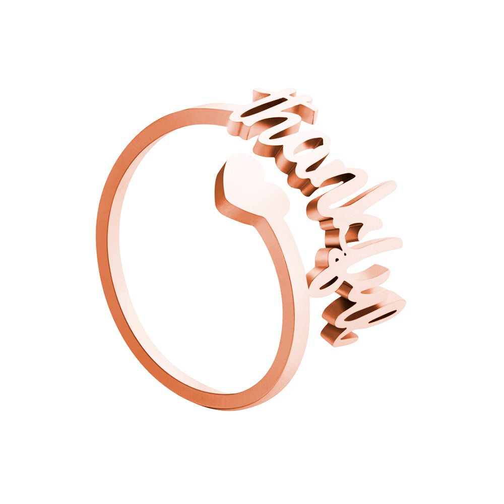 Christmas Gift Personalized Single Name Heart Ring