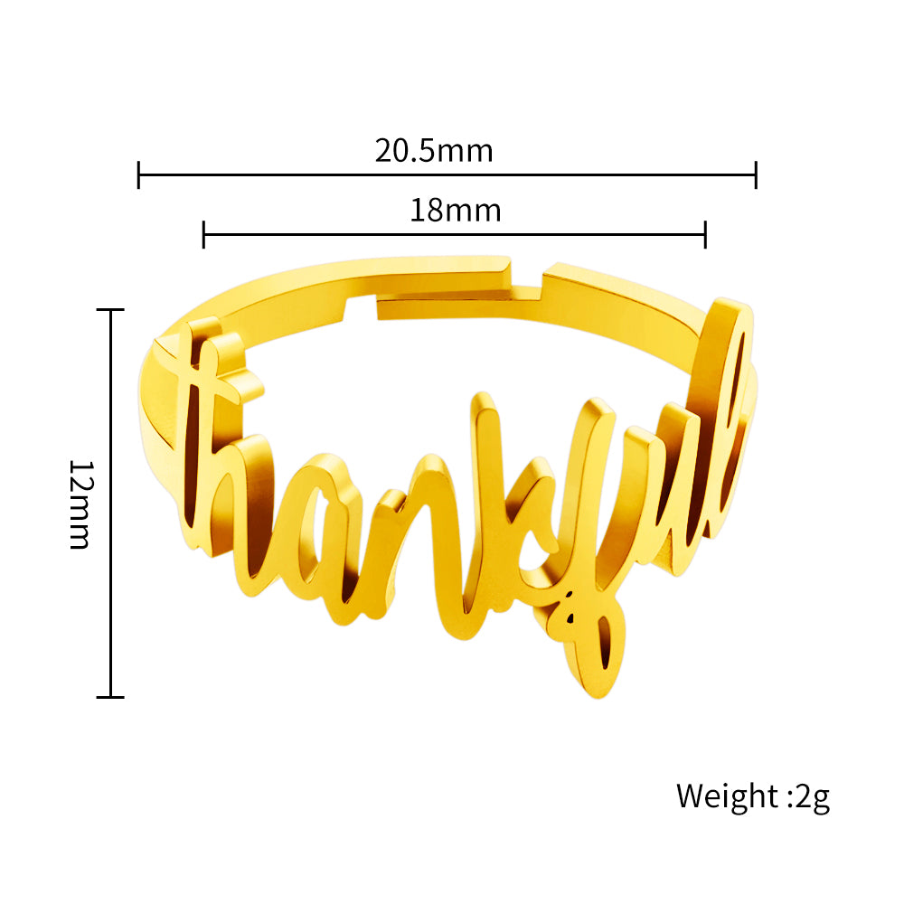 Christmas Gift Personalized Single Name Heart Ring