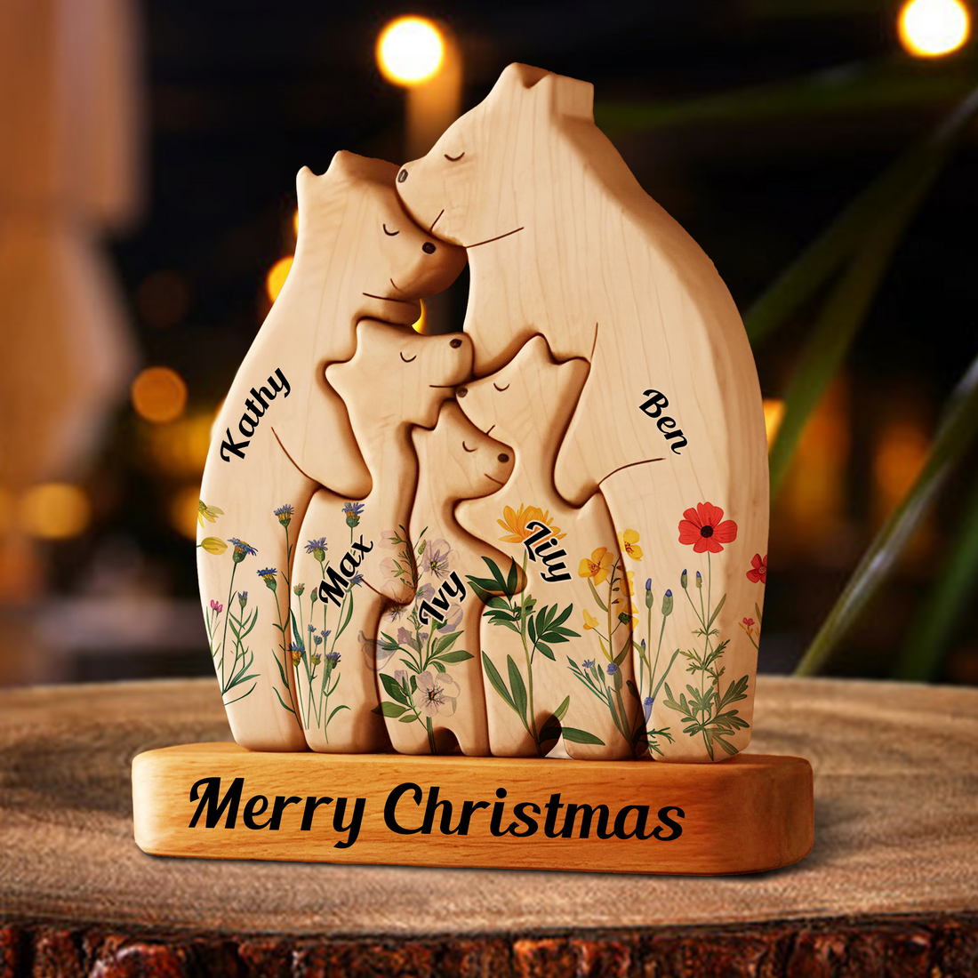 Wooden Bear Family Puzzle Bear Name - Family Keepsake Gift - Gift for Mother's Day, Thanksgiving, Christmas
