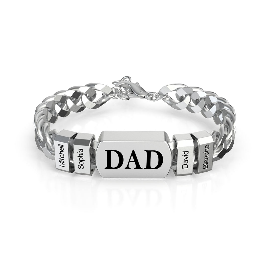 Father's Day gift Cuban men's bracelet with custom beads.