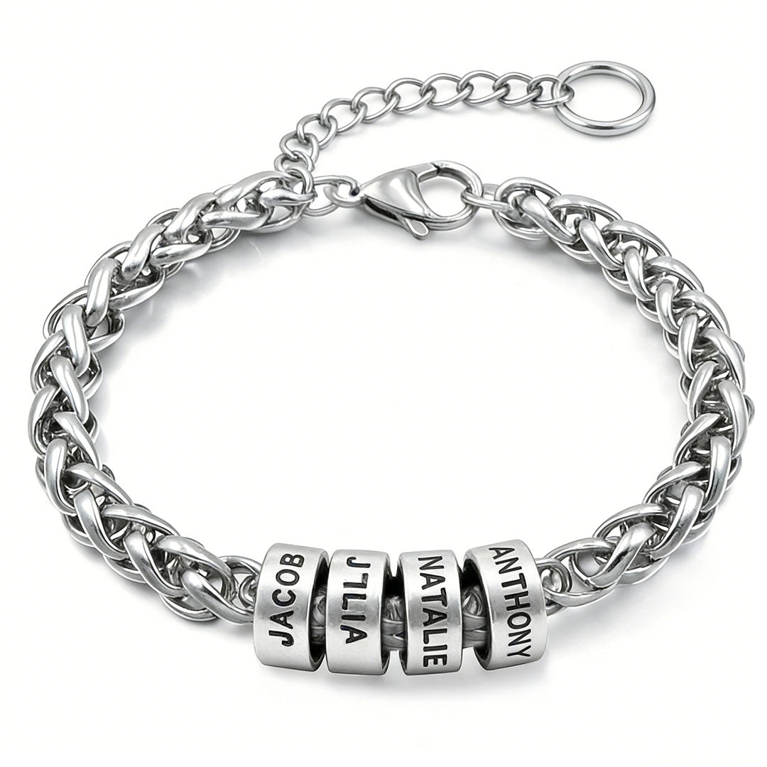 Father's Day gift Dragon bone chain men's bracelet with custom beads.