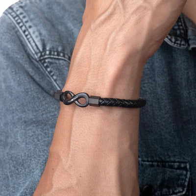 For Husband - Personalized 2 Names Infinity Leather Bracelet