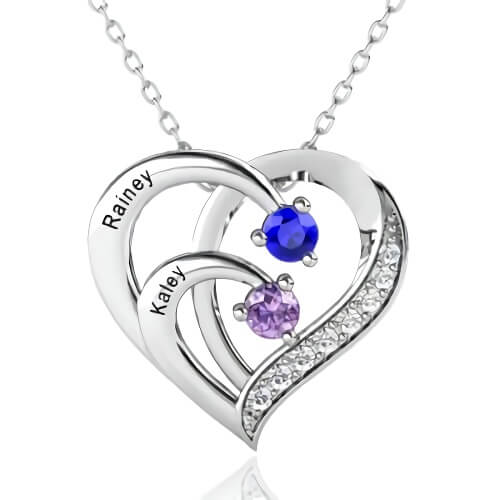 Personalized Name and Birthstone Necklace with Names for Mom