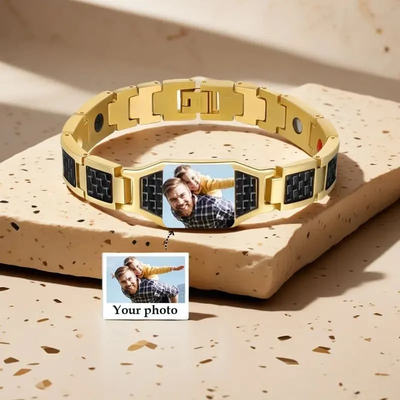 Customizable Titanium Steel Carbon Fiber Photo Bracelet