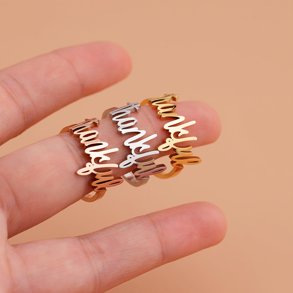 Christmas Gift Personalized Single Name Heart Ring