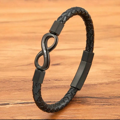 For Husband - Personalized 2 Names Infinity Leather Bracelet