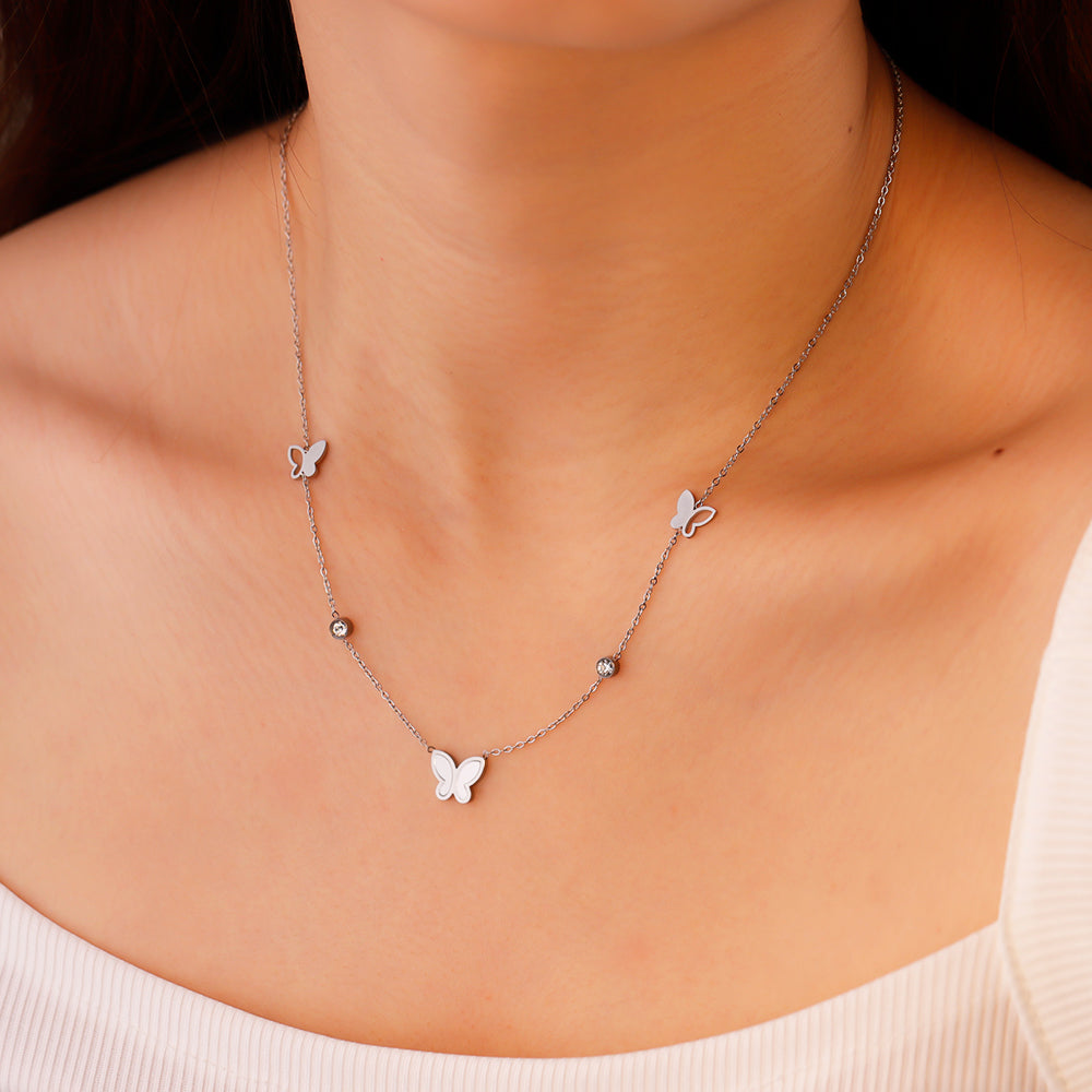 Butterfly Pearl Tassel Necklace