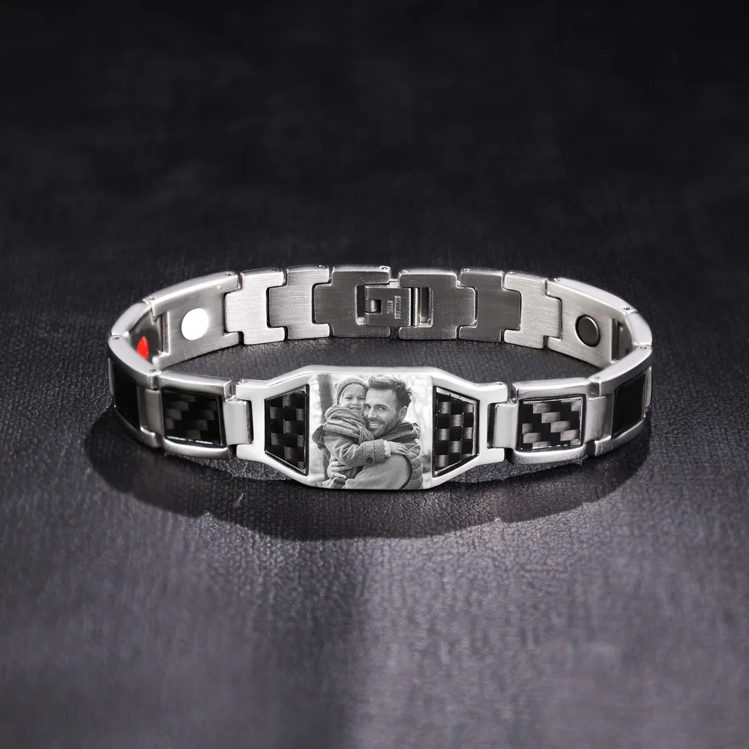 Customizable Titanium Steel Carbon Fiber Photo Bracelet
