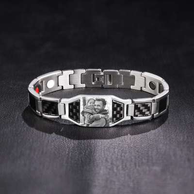 Customizable Titanium Steel Carbon Fiber Photo Bracelet