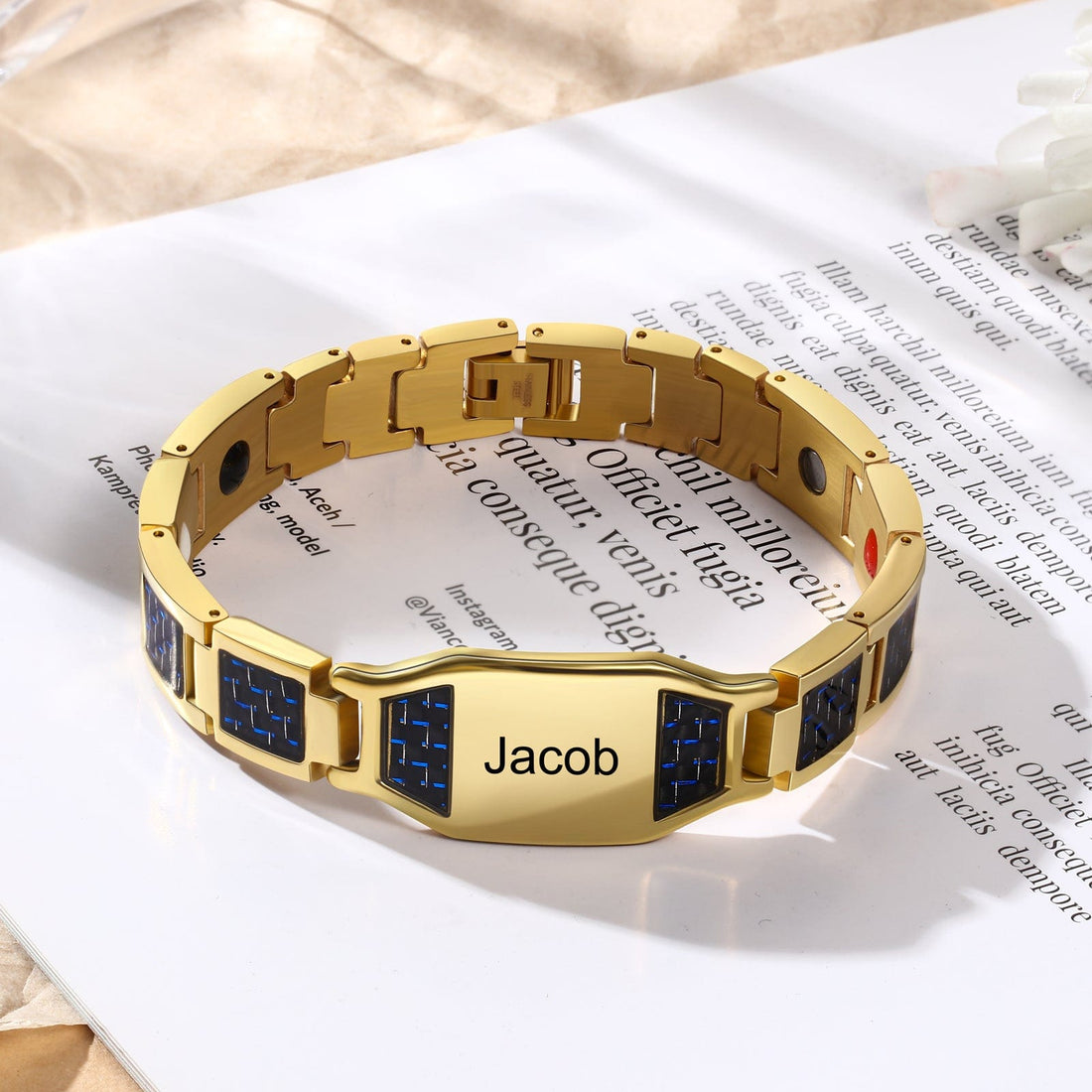 Personalized Men Bracelet Custom Name Bracelet for Him Gold / None n1
