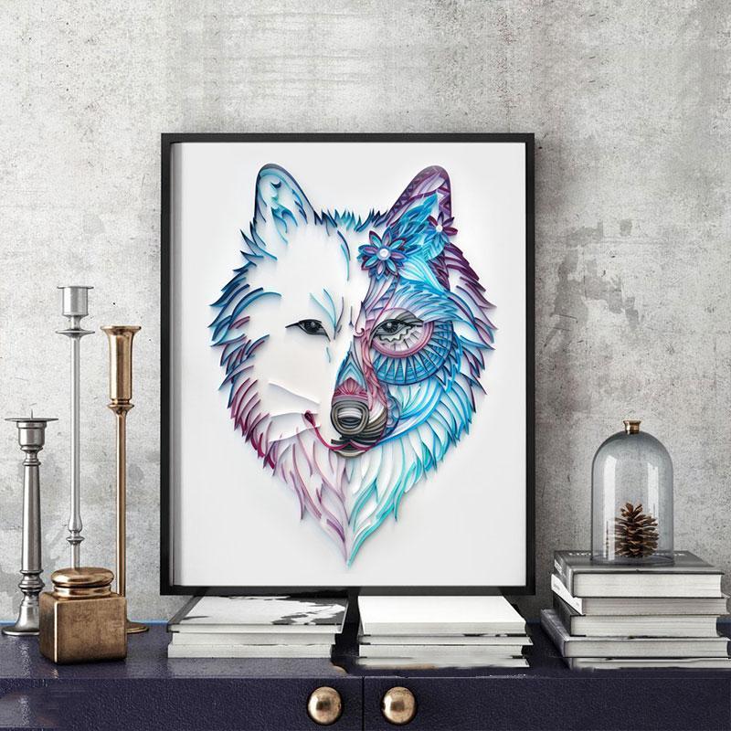 Paper Filigree painting Kit - Wolf