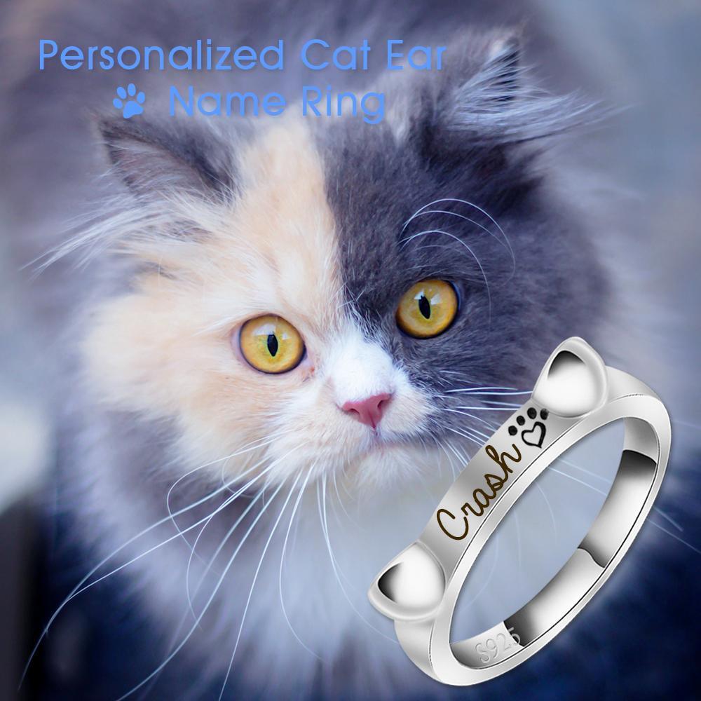 Mother's Day Gift Engraved Ear & Bone Shaped Pet Ring
