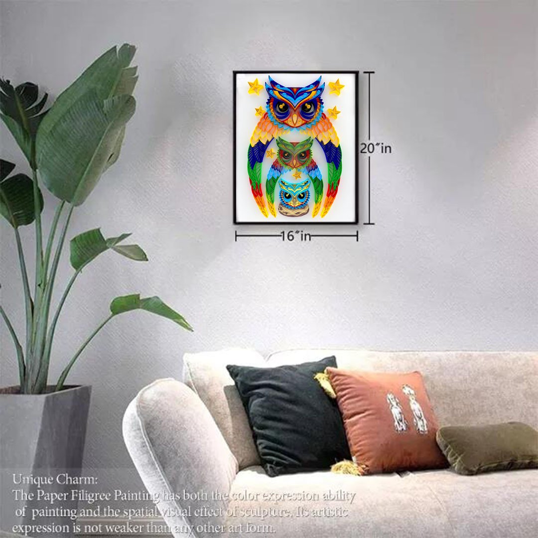 Paper Filigree painting Kit - Charming Owl