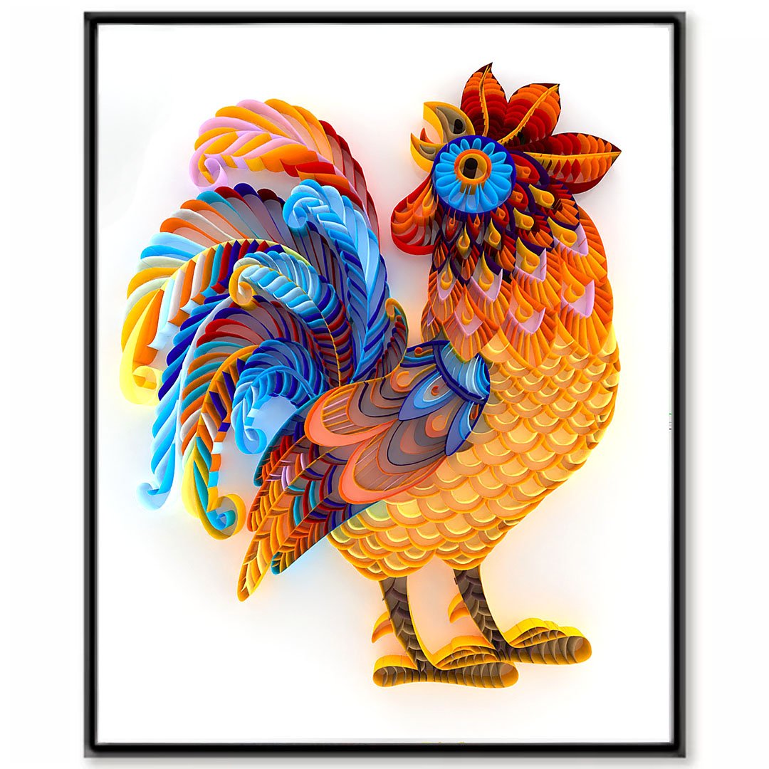 Paper Filigree painting Kit- Rooster