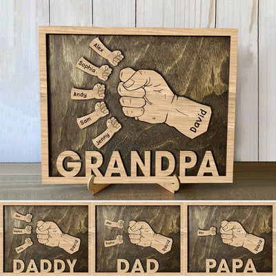 Personalized Fist Bump Sign Home Decor Wood Frame for Father's Day