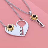 Mother's Day Gift Love + Key Anniversary Couple Necklace