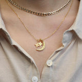 Mother's Day Gift Moon and Stars initials Necklace