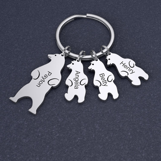 Mother's Day Gift Customized Family Bear Charm Keychain