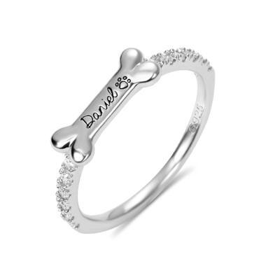 Mother's Day Gift Engraved Ear & Bone Shaped Pet Ring