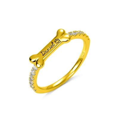 Mother's Day Gift Engraved Ear & Bone Shaped Pet Ring