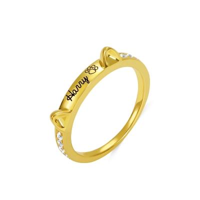 Mother's Day Gift Engraved Ear & Bone Shaped Pet Ring