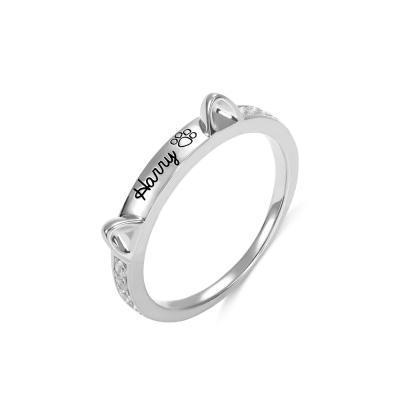 Mother's Day Gift Engraved Ear & Bone Shaped Pet Ring