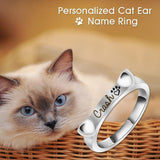 Mother's Day Gift Engraved Ear & Bone Shaped Pet Ring
