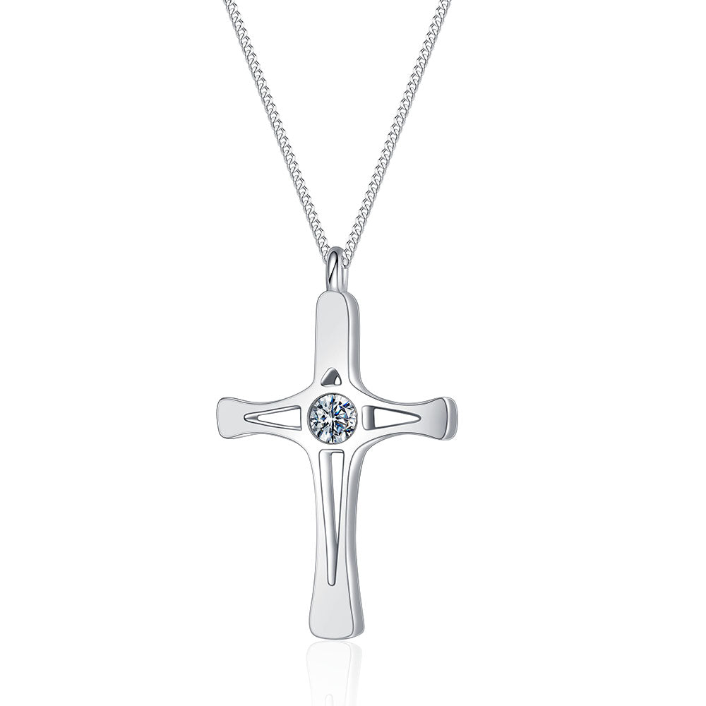 Mother's Day Gift Engravable Cross Pendant with Diamond