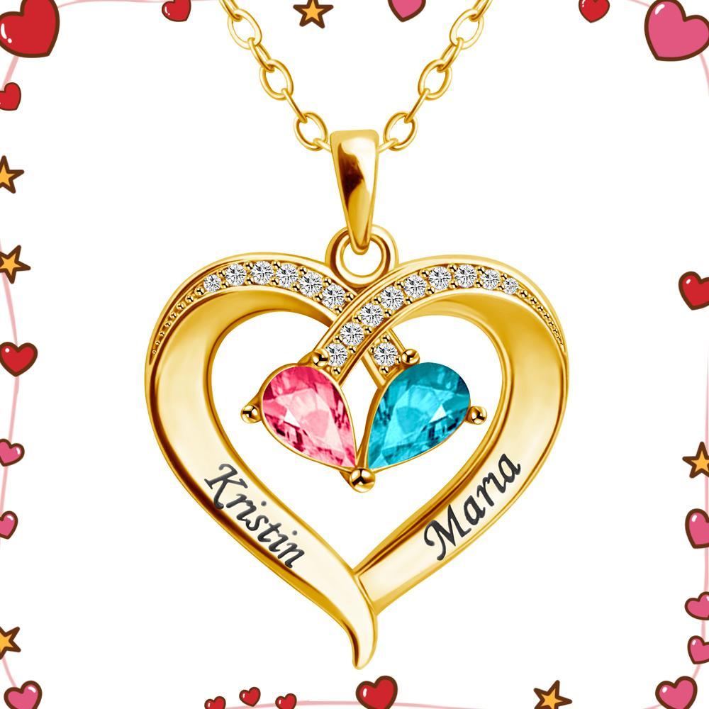 Forever Love Birthstone & Diamond Heart Pendant Necklace