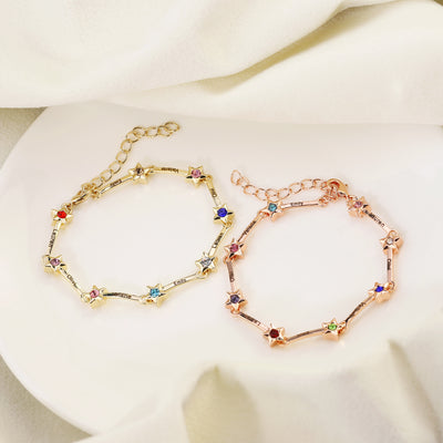Mother's Day Gift Star Bracelet with Family Names and Birthstones