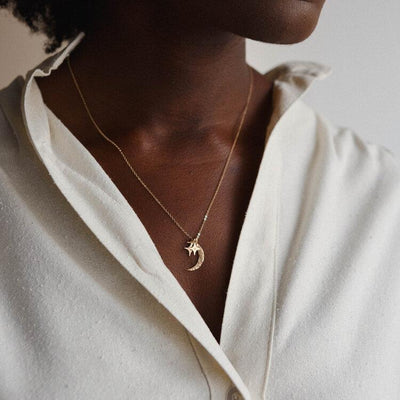 Mother's Day Gift Moon and Stars initials Necklace
