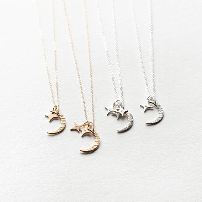 Mother's Day Gift Moon and Stars initials Necklace