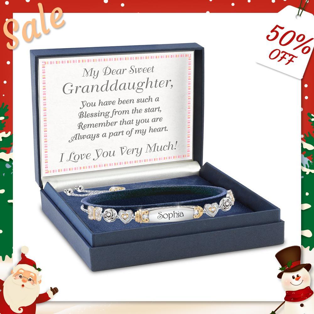 Christmas Gift Granddaughter Bolo Bracelet With Personalized Engravings