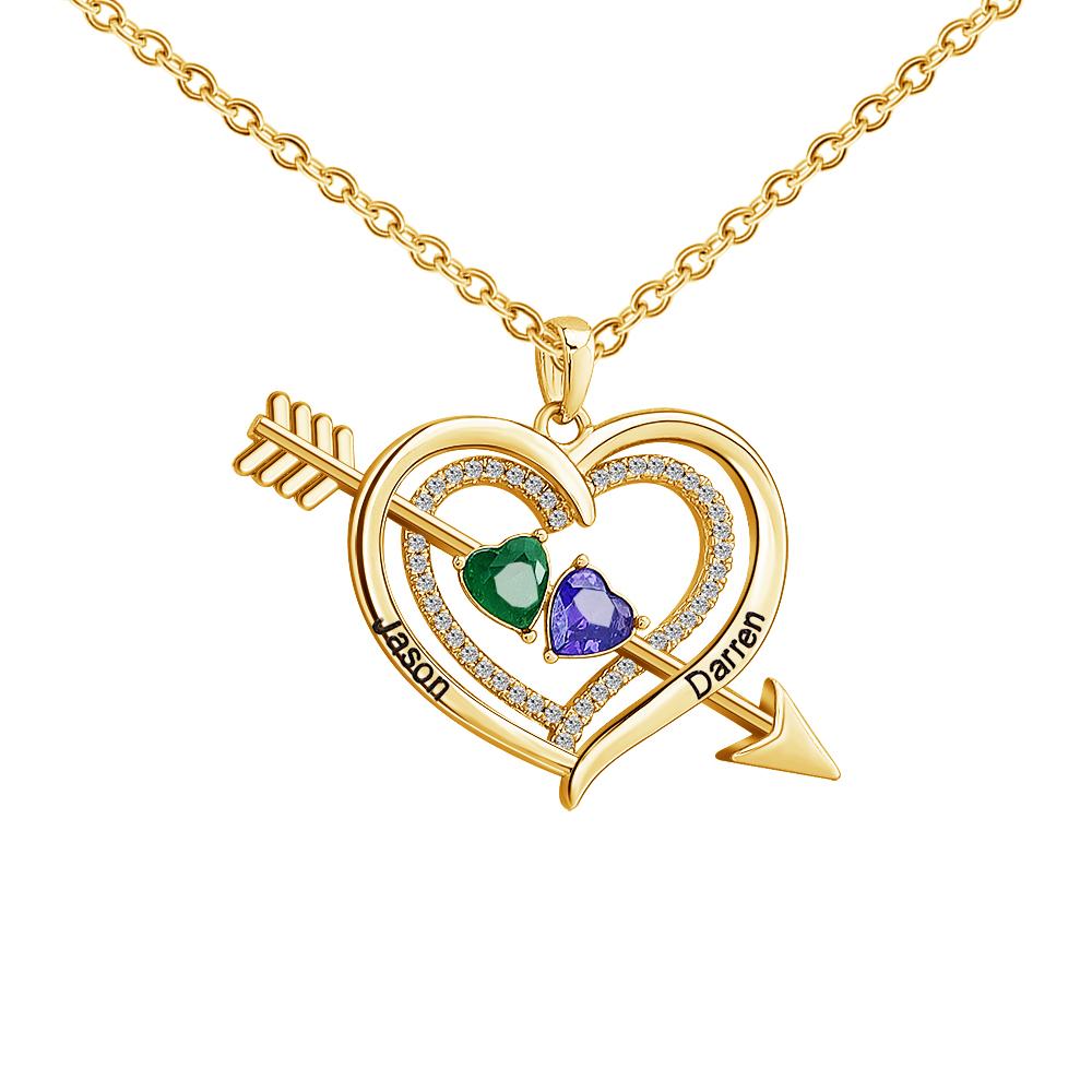 Valentine's Day Gift Forever Love Birthstone & Diamond Heart Pendant Necklace