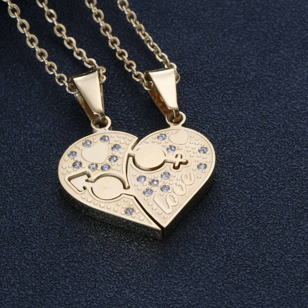 Valentines Day Gift Cute Matching Heart Couples Necklaces