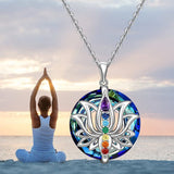 S925 Move on Colorful Crystal Lotus Necklace