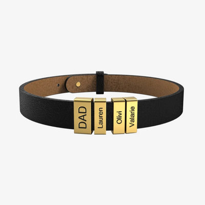 Father's Day Gift Genuine Cowhide Bracelet With Kids Name for Dad