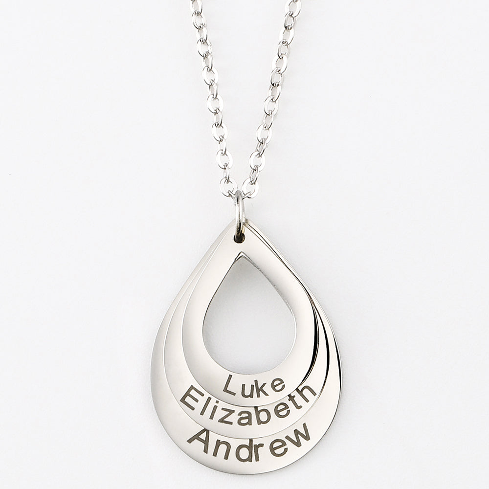 Christmas Gift ’Engraved Drop Shaped Family Necklace