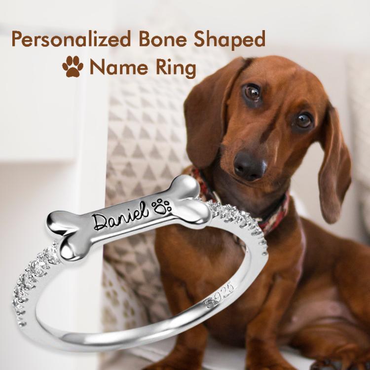 Mother's Day Gift Engraved Ear & Bone Shaped Pet Ring