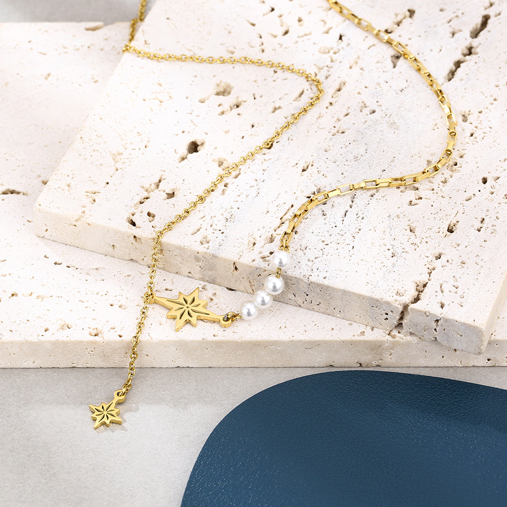 Mother's Day Gift Eight-pointed star tassel pendant necklace