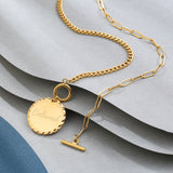 Mother's Day Gift Custom Engraved Vintage Brass Flat Disc Pendant