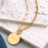 Mother's Day Gift Custom Engraved Vintage Brass Flat Disc Pendant