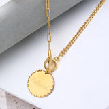 Mother's Day Gift Custom Engraved Vintage Brass Flat Disc Pendant