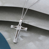 Mother's Day Gift Engravable Cross Pendant with Diamond