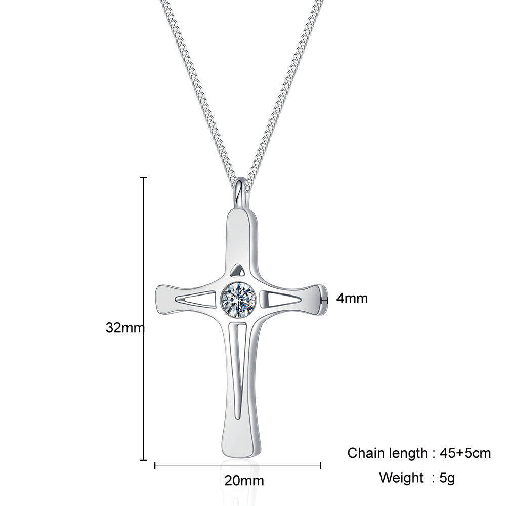 Mother's Day Gift Engravable Cross Pendant with Diamond