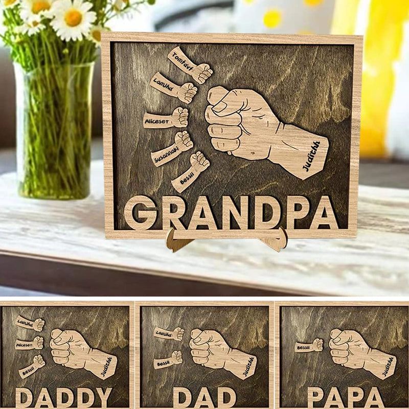 Personalized Fist Bump Sign Home Decor Wood Frame for Father's Day
