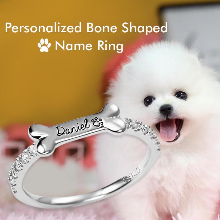 Mother's Day Gift Engraved Ear & Bone Shaped Pet Ring