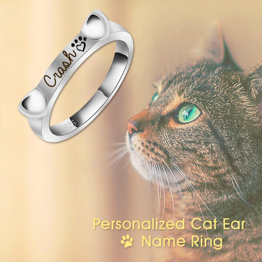 Mother's Day Gift Engraved Ear & Bone Shaped Pet Ring