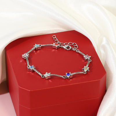 Mother's Day Gift Star Bracelet with Family Names and Birthstones