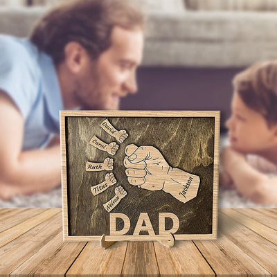 Personalized Fist Bump Sign Home Decor Wood Frame for Father's Day